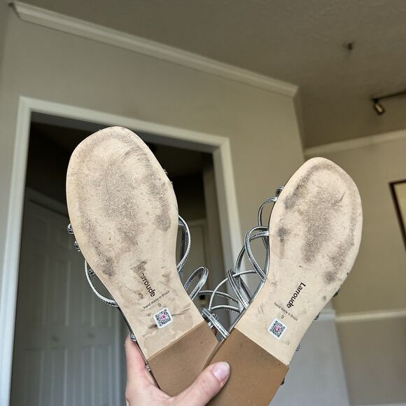 Larroudé Naomi Sandals Women’s Strappy Metallic Silver Shoes Womens Size 9 $275 - Picture 8 of 10